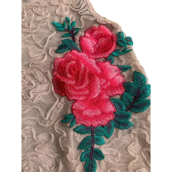 Free People Lace Rose Embroidery Mesh Crop Top - XS - Picture 5 of 5
